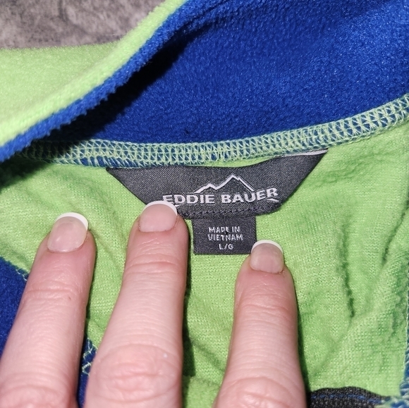 EDDIE Bauer Hoodie Size Large Blue and Green Fleece Hoodie - Picture 4 of 4